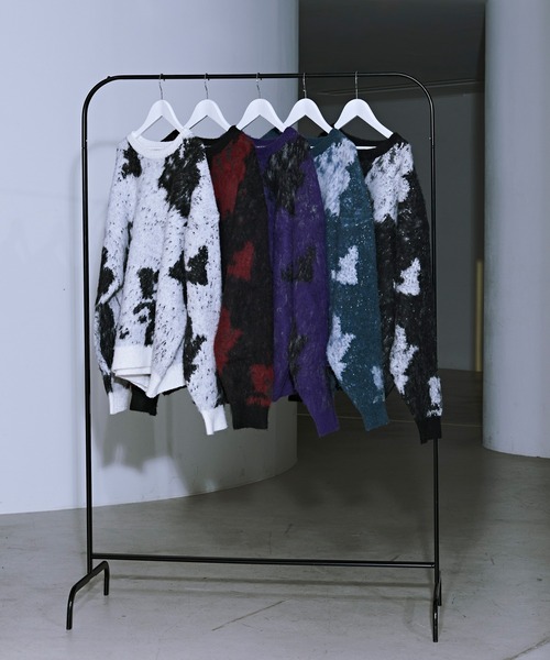 Ellno Loset（エルノロゼット）の「アブストラクトフラワーニット（ニット/セーター・メンズ・パープル/レッド/オフホワイト/ブルーグレー/ブラック・LARGE/MEDIUM/SMALL）」の9枚目の写真