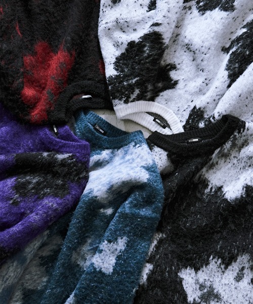 Ellno Loset（エルノロゼット）の「アブストラクトフラワーニット（ニット/セーター・メンズ・パープル/レッド/オフホワイト/ブルーグレー/ブラック・LARGE/MEDIUM/SMALL）」の8枚目の写真