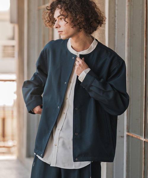 CAMBIO(カンビオ)の「mj11113- ポリツイルノーカラーコーチジャケット(その他アウター・メンズ・ネイビー/オリーブ/ブラック/ベージュ・XL/M/L)」の4枚目の写真