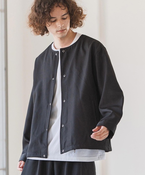 CAMBIO(カンビオ)の「mj11113- ポリツイルノーカラーコーチジャケット(その他アウター・メンズ・ネイビー/オリーブ/ブラック/ベージュ・XL/M/L)」の6枚目の写真