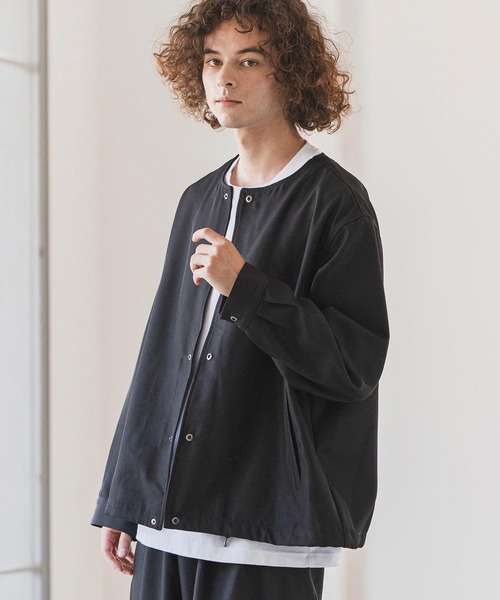 CAMBIO(カンビオ)の「mj11113- ポリツイルノーカラーコーチジャケット(その他アウター・メンズ・ネイビー/オリーブ/ブラック/ベージュ・XL/M/L)」の7枚目の写真