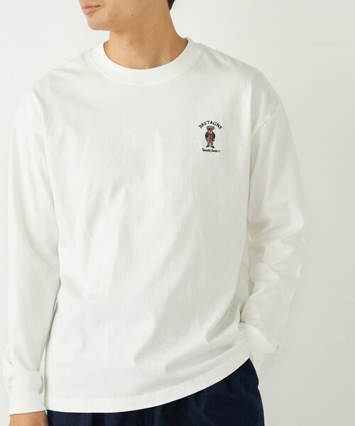 Teddy ① SHIPS Colors:TeddyBear(R) ワンポイント 刺繍 ロンT◇（Tシャツ