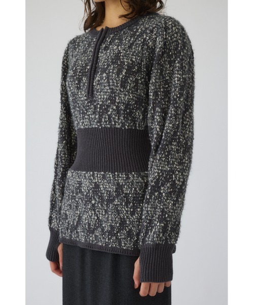 Waist switching knit tops ウエストスウィッチングニットトップス