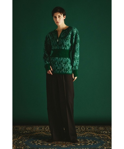RIM.ARK（リムアーク）の「Waist switching knit tops ウエストスウィッチングニットトップス（ニット/セーター・レディース・グリーン/ブラック/グレー・FREE）」の19枚目の写真