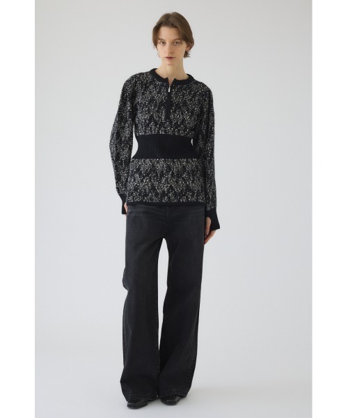 RIM.ARK（リムアーク）の「Waist switching knit tops ウエストスウィッチングニットトップス（ニット/セーター・レディース・グリーン/ブラック/グレー・FREE）」の7枚目の写真