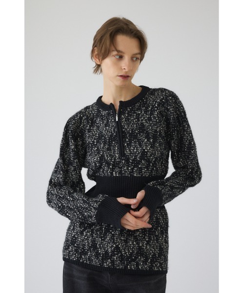 RIM.ARK（リムアーク）の「Waist switching knit tops ウエストスウィッチングニットトップス（ニット/セーター・レディース・グリーン/ブラック/グレー・FREE）」の13枚目の写真