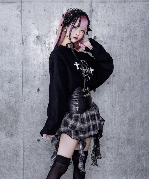 くぎベアプリントダメージガーゼトップス（Tシャツ/カットソー