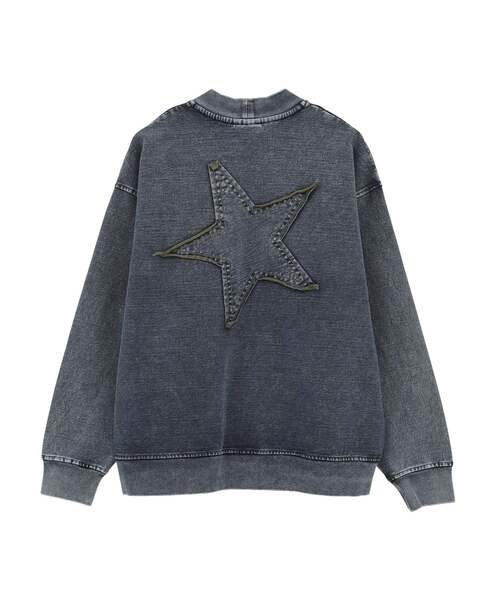 CONVERSE TOKYO（コンバーストウキョウ）の「BACK STAR★ PATCH INDIGO SWEAT CARDIGAN（カーディガン/ボレロ・レディース・ライトインディゴブルー/インディゴブルー/ブラック・MEDIUM/SMALL）」の13枚目の写真