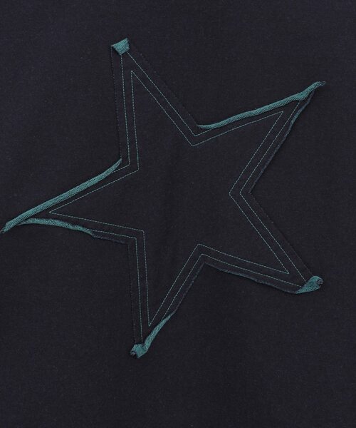 CONVERSE TOKYO（コンバーストウキョウ）の「BACK STAR★ PATCH INDIGO SWEAT CARDIGAN（カーディガン/ボレロ・レディース・ライトインディゴブルー/インディゴブルー/ブラック・MEDIUM/SMALL）」の9枚目の写真