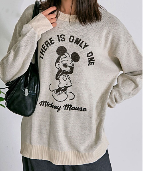 Disney（ディズニー）の「『DISNEY/ディズニー』MICKEY ジャガードニット（ニット/セーター・レディース・グレイッシュベージュ/サックスブルー/スミクロ/ネイビー・M/L/XL）」の3枚目の写真