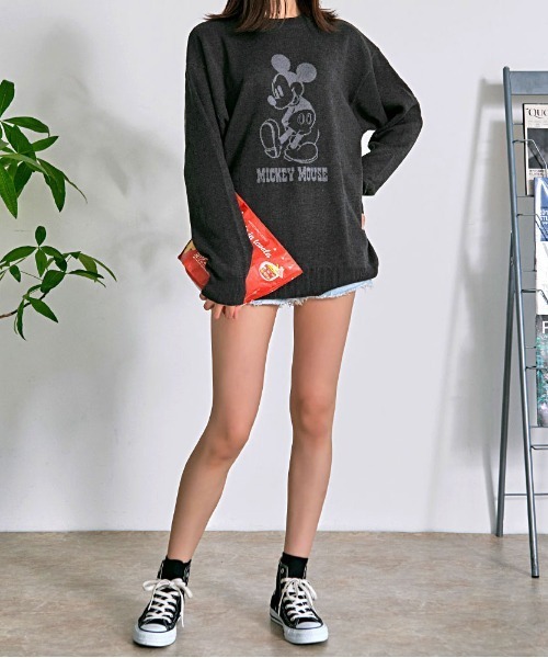 Disney（ディズニー）の「『DISNEY/ディズニー』MICKEY ジャガードニット（ニット/セーター・レディース・グレイッシュベージュ/サックスブルー/スミクロ/ネイビー・M/L/XL）」の8枚目の写真