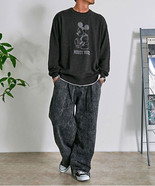 Disney（ディズニー）の「『DISNEY/ディズニー』MICKEY ジャガードニット（ニット/セーター・レディース・グレイッシュベージュ/サックスブルー/スミクロ/ネイビー・M/L/XL）」の12枚目の写真