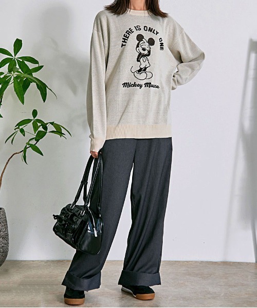 Disney（ディズニー）の「『DISNEY/ディズニー』MICKEY ジャガードニット（ニット/セーター・レディース・グレイッシュベージュ/サックスブルー/スミクロ/ネイビー・M/L/XL）」の14枚目の写真