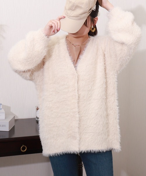 libelle more（リベル モア）の「シャギーニットカーディガン（カーディガン/ボレロ・レディース・ブルー/オフホワイト/チャコールグレー/ライトグレー・M）」の2枚目の写真