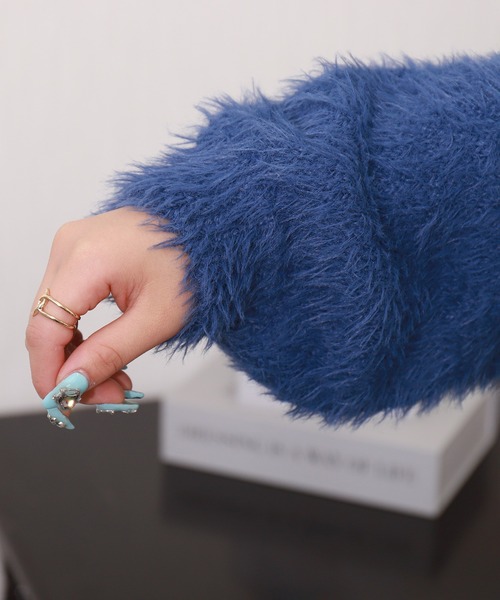 libelle more（リベル モア）の「シャギーニットカーディガン（カーディガン/ボレロ・レディース・ブルー/オフホワイト/チャコールグレー/ライトグレー・M）」の9枚目の写真