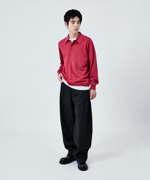 M TO R（ムウトアール）の「COTTON KNIT POLO L/S UNISEX（ポロシャツ・レディース・グリーン/ベージュ系その他/ブラック/ピンク系その他・38/40/42）」の5枚目の写真