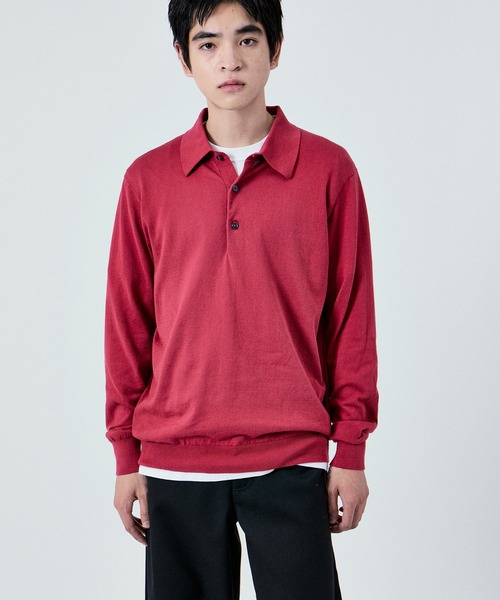 セール】COTTON KNIT POLO L/S UNISEX（ポロシャツ）｜M TO R