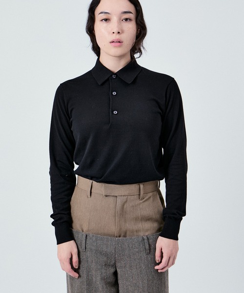 M TO R（ムウトアール）の「COTTON KNIT POLO L/S UNISEX（ポロシャツ・レディース・グリーン/ベージュ系その他/ブラック/ピンク系その他・38/40/42）」の22枚目の写真
