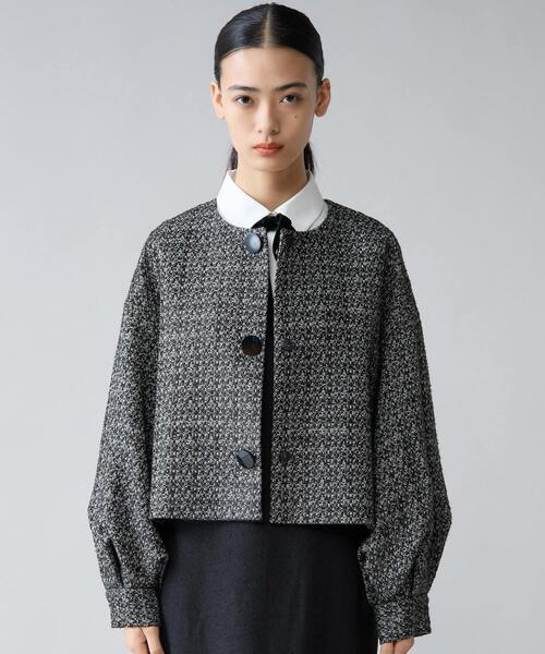 【TIARA】ノーカラージャケット グレー Mサイズ ノーカラージャケット（ノーカラージャケット）｜TIARA