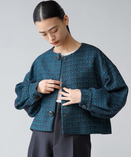 Tiara（ティアラ）の「ノーカラージャケット（ノーカラージャケット・レディース・ターコイズブルー/ブラック×ホワイト・FREE）」の7枚目の写真