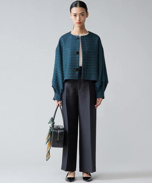 Tiara（ティアラ）の「ノーカラージャケット（ノーカラージャケット・レディース・ターコイズブルー/ブラック×ホワイト・FREE）」の9枚目の写真