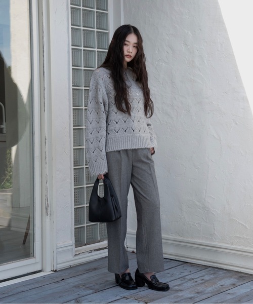 I_am（アイアム）の「openwork scallop knit pullover / オープンワークスカラップニットプルオーバー（ニット/セーター・レディース・グレー/アイボリー・FREE）」の16枚目の写真