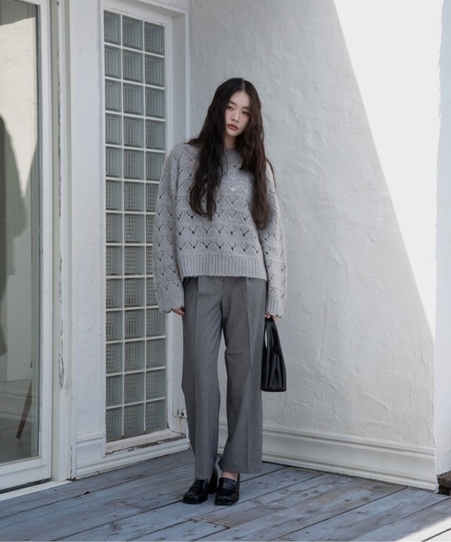 I_am（アイアム）の「openwork scallop knit pullover / オープンワークスカラップニットプルオーバー（ニット/セーター・レディース・グレー/アイボリー・FREE）」の18枚目の写真