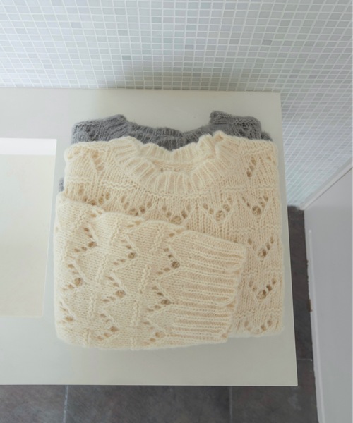 I_am（アイアム）の「openwork scallop knit pullover / オープンワークスカラップニットプルオーバー（ニット/セーター・レディース・グレー/アイボリー・FREE）」の19枚目の写真