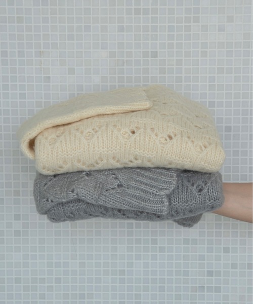 I_am（アイアム）の「openwork scallop knit pullover / オープンワークスカラップニットプルオーバー（ニット/セーター・レディース・グレー/アイボリー・FREE）」の3枚目の写真