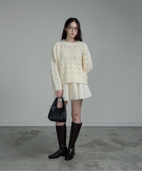 I_am（アイアム）の「openwork scallop knit pullover / オープンワークスカラップニットプルオーバー（ニット/セーター・レディース・グレー/アイボリー・FREE）」の20枚目の写真