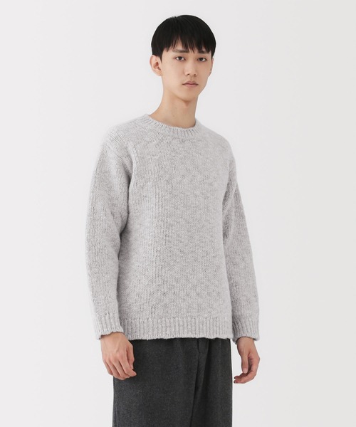 MUJI Labo〕紳士 メリノウールローゲージクルーネックセーター（ニット