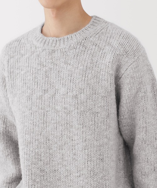 MUJI Labo〕紳士 メリノウールローゲージクルーネックセーター（ニット