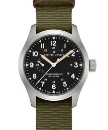 HAMILTON（ハミルトン）の「HAMILTON [ハミルトン] 腕時計 Khaki Field （カーキ フィールド） Power Reserve メカニカル 機械式 40MM ブラック×グリーン（アナログ腕時計・メンズ）」