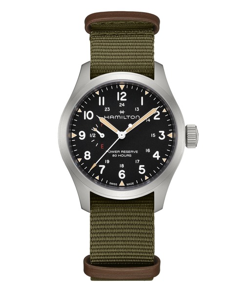 HAMILTON（ハミルトン）の「HAMILTON [ハミルトン] 腕時計 Khaki Field （カーキ フィールド） Power Reserve メカニカル 機械式 40MM ブラック×グリーン（アナログ腕時計・メンズ・ブラック・FREE）」の2枚目の写真