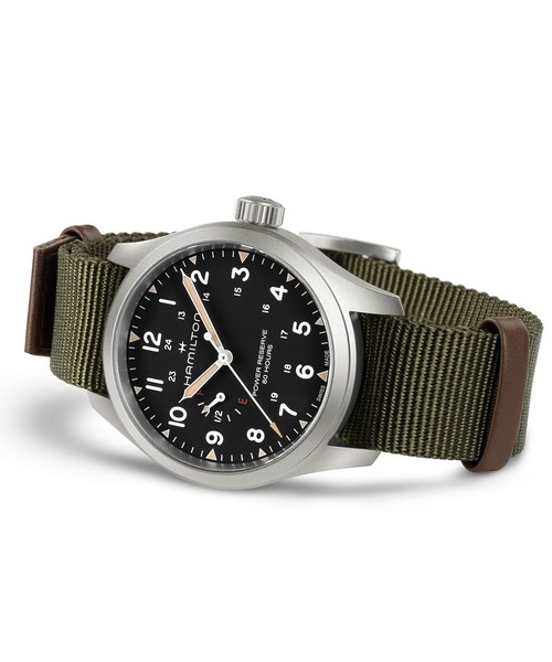 HAMILTON（ハミルトン）の「HAMILTON [ハミルトン] 腕時計 Khaki Field （カーキ フィールド） Power Reserve メカニカル 機械式 40MM ブラック×グリーン（アナログ腕時計・メンズ・ブラック・FREE）」の3枚目の写真