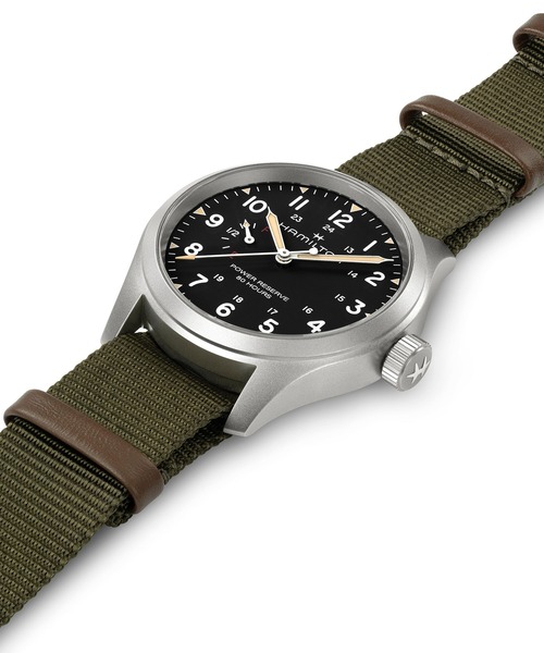 HAMILTON（ハミルトン）の「HAMILTON [ハミルトン] 腕時計 Khaki Field （カーキ フィールド） Power Reserve メカニカル 機械式 40MM ブラック×グリーン（アナログ腕時計・メンズ・ブラック・FREE）」の4枚目の写真