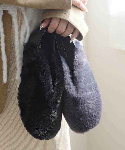 AmiAmi（アミアミ）の「2WAYファーバブーシュパンプス（その他シューズ・レディース・ブラック/グレー・LL/L/S/M）」の7枚目の写真