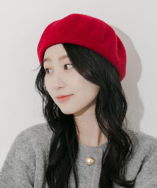 SMELLY（スメリー）の「シンプルバスクベレー（ハンチング/ベレー帽・レディース・グレー/アイボリー/ブラック/レッド・-）」の4枚目の写真