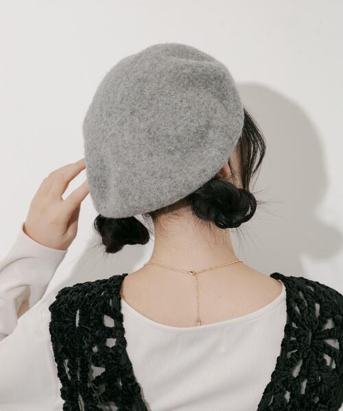 SMELLY(スメリー)の「シンプルバスクベレー(ハンチング/ベレー帽・レディース・グレー/アイボリー/ブラック/レッド・-)」の14枚目の写真