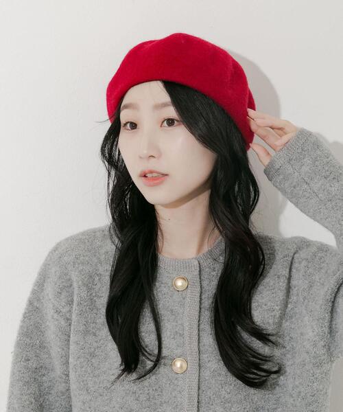 SMELLY（スメリー）の「シンプルバスクベレー（ハンチング/ベレー帽・レディース・グレー/アイボリー/ブラック/レッド・-）」の14枚目の写真