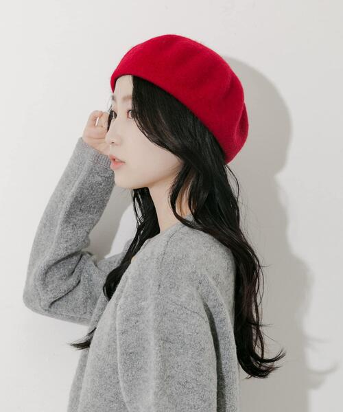 SMELLY（スメリー）の「シンプルバスクベレー（ハンチング/ベレー帽・レディース・グレー/アイボリー/ブラック/レッド・-）」の13枚目の写真