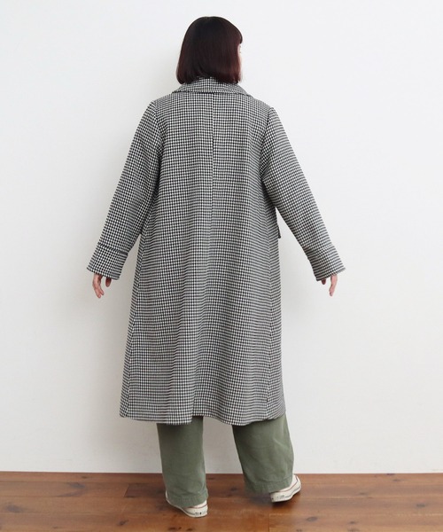 Dot&Stripes CHILD WOMAN(ドットアンドストライプス チャイルドウーマン)の「ウールギンガムフレアコート(ステンカラーコート・レディース・ブラック・FREE)」の3枚目の写真