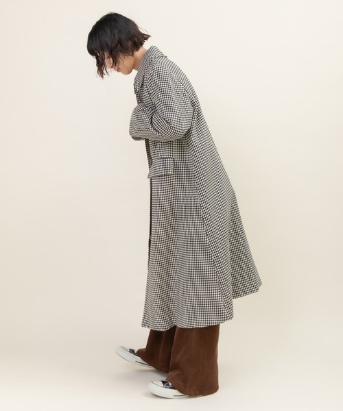Dot&Stripes CHILD WOMAN(ドットアンドストライプス チャイルドウーマン)の「ウールギンガムフレアコート(ステンカラーコート・レディース・ブラック・FREE)」の6枚目の写真