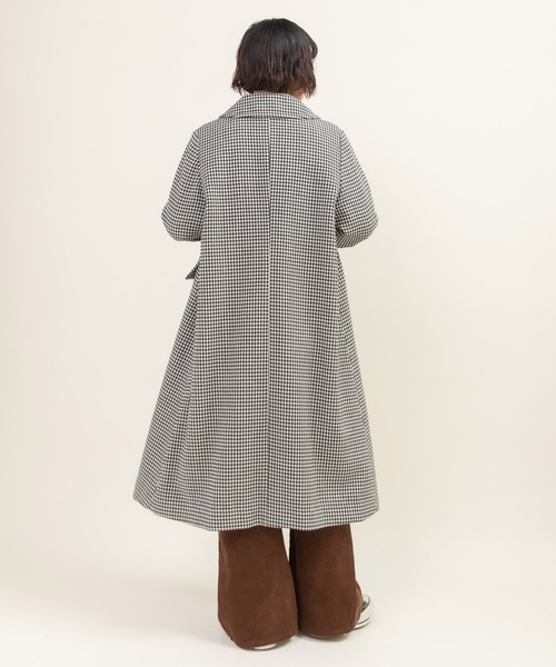 Dot&Stripes CHILD WOMAN(ドットアンドストライプス チャイルドウーマン)の「ウールギンガムフレアコート(ステンカラーコート・レディース・ブラック・FREE)」の7枚目の写真
