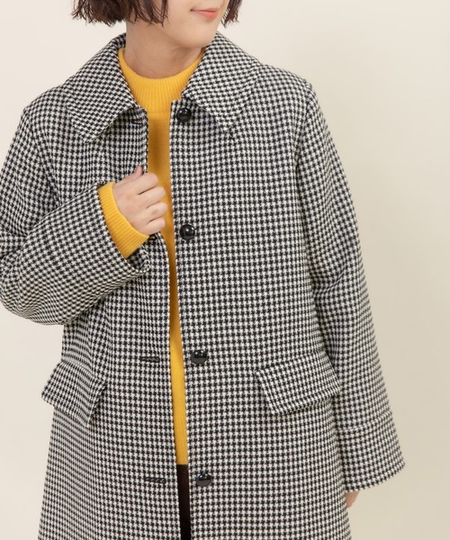 Dot&Stripes CHILD WOMAN(ドットアンドストライプス チャイルドウーマン)の「ウールギンガムフレアコート(ステンカラーコート・レディース・ブラック・FREE)」の8枚目の写真