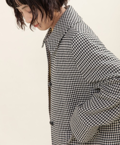 Dot&Stripes CHILD WOMAN(ドットアンドストライプス チャイルドウーマン)の「ウールギンガムフレアコート(ステンカラーコート・レディース・ブラック・FREE)」の9枚目の写真