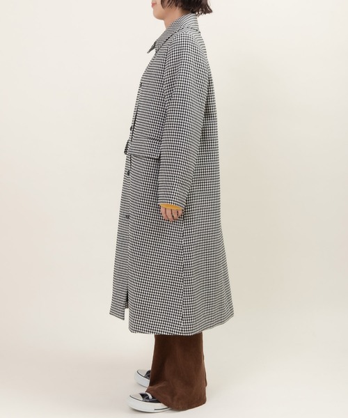 Dot&Stripes CHILD WOMAN(ドットアンドストライプス チャイルドウーマン)の「ウールギンガムフレアコート(ステンカラーコート・レディース・ブラック・FREE)」の14枚目の写真