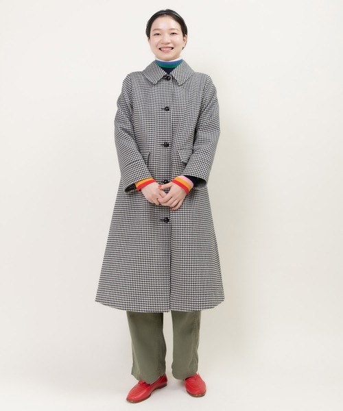 ウールギンガムフレアコート（ステンカラーコート）｜Dot＆Stripes