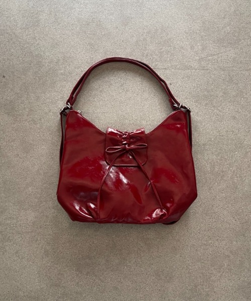 Mejoul（メジュール）の「【2WAY】ギャザーリボン リュック ショルダーレザー トートバッグ（ショルダーバッグ・レディース・シルバー/ブラック/レッド/ホワイト・F）」の8枚目の写真