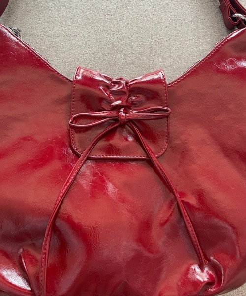 Mejoul（メジュール）の「【2WAY】ギャザーリボン リュック ショルダーレザー トートバッグ（ショルダーバッグ・レディース・シルバー/ブラック/レッド/ホワイト・F）」の12枚目の写真